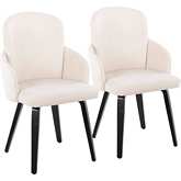 Dahlia Dining Chair in Black Wood, Chrome & Cream Fabric (Set of 2)